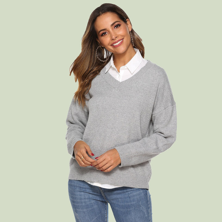 Drune | Strickpullover V-Ausschnitt Relaxed Fit Lange Ärmel Weich Und Bequem