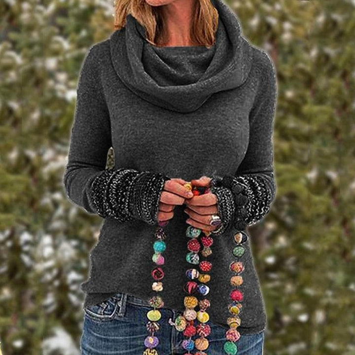 Drune | Wolle Cowl Neck Pullover Sweatshirt Lässiger Schnitt Pullover