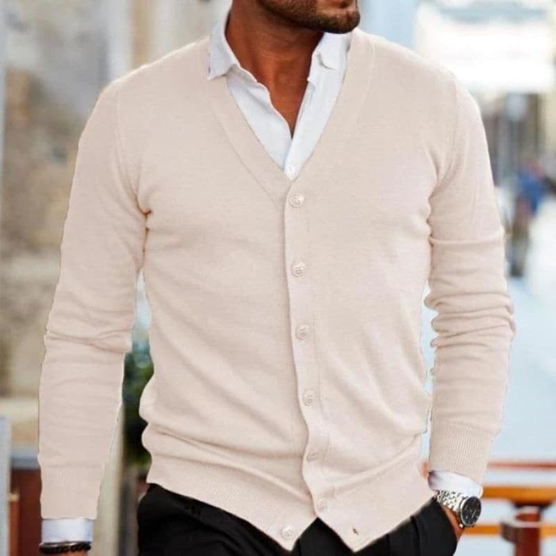 Drune | Modischer Business Strickjacke Mit Druckknopfleiste