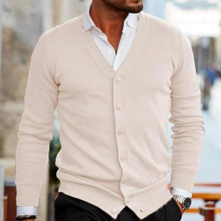 Drune | Modischer Business Strickjacke Mit Druckknopfleiste
