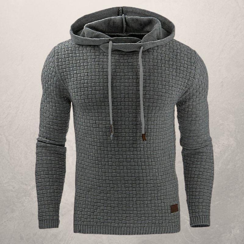 Drune | Slim Fit Kapuzenpullover Korbmuster Strick Kapuzenpullover