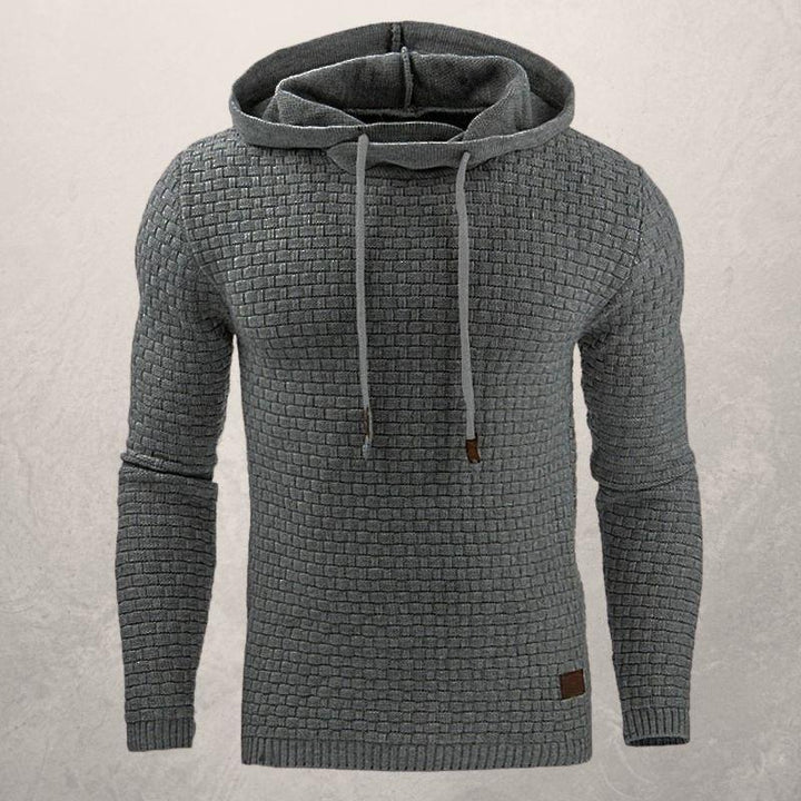 Drune | Slim Fit Kapuzenpullover Korbmuster Strick Kapuzenpullover