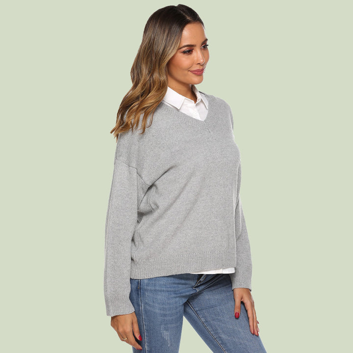 Drune | Strickpullover - V-Ausschnitt - Lockere Passform - Lange Ärmel - Weich und Bequem