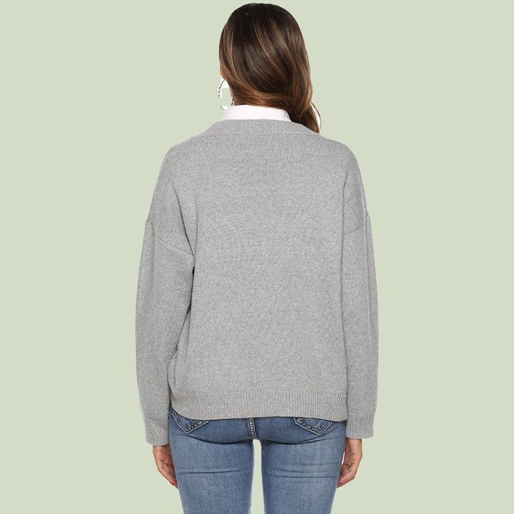 Drune | Strickpullover V-Ausschnitt Relaxed Fit Lange Ärmel Weich Und Bequem