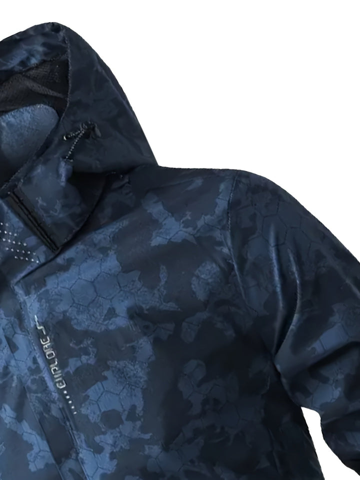 Drune | Tarnmuster Kapuzen-Windbreaker-Outdoorjacke Für Frühling Für Herren - Perfekt für Outdoor-Aktivitäten im Frühling