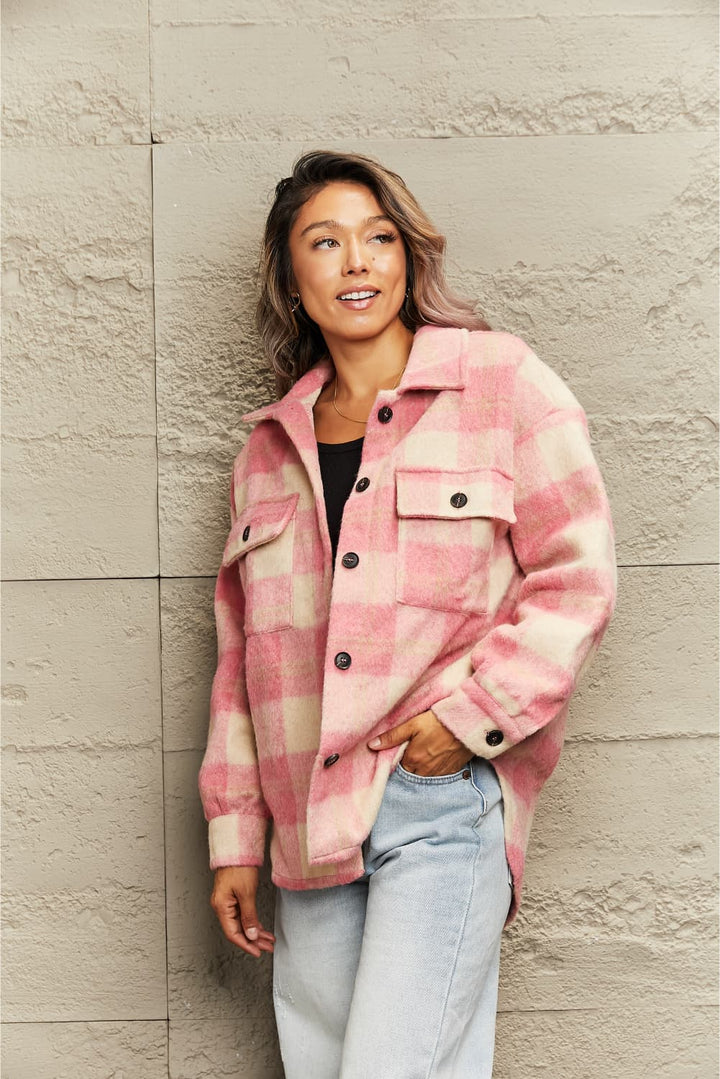 Drune | Karierte Kragenknopf Jacke