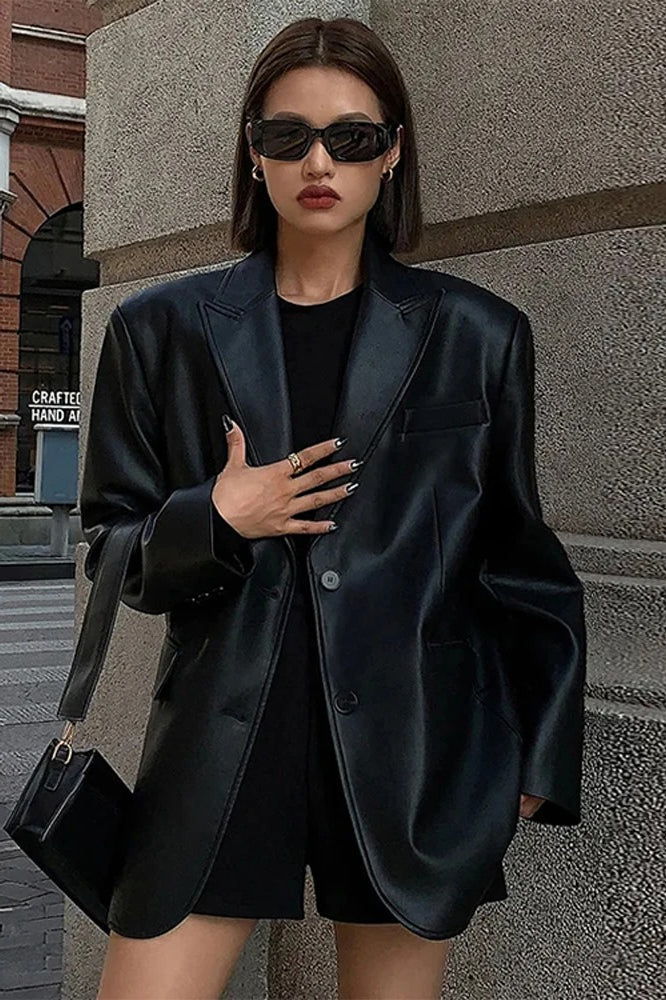 Drune | PU Leder Blazer Jacke