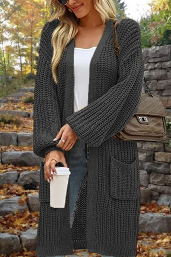 Drune | Länge Locker Oversized Doppelte Tasche Cardigan Sweater Jacke