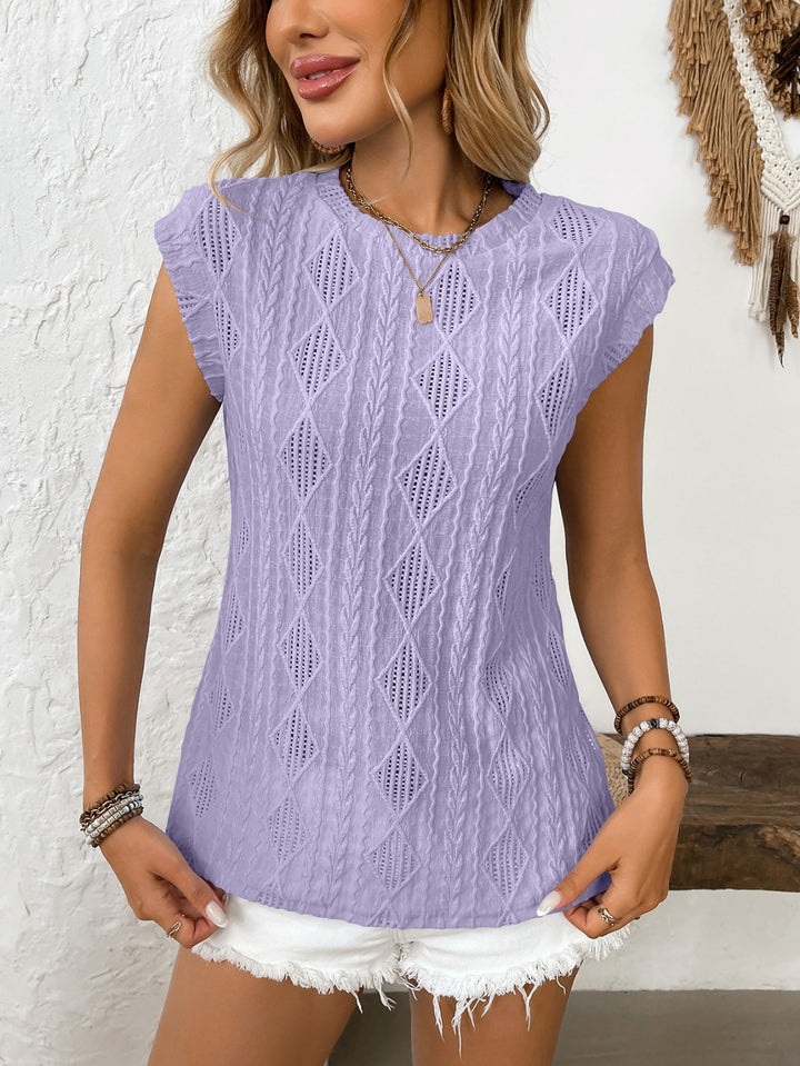 Drune | Jacquard T-Shirt mit Rundhalsausschnitt und kurzen Ärmeln