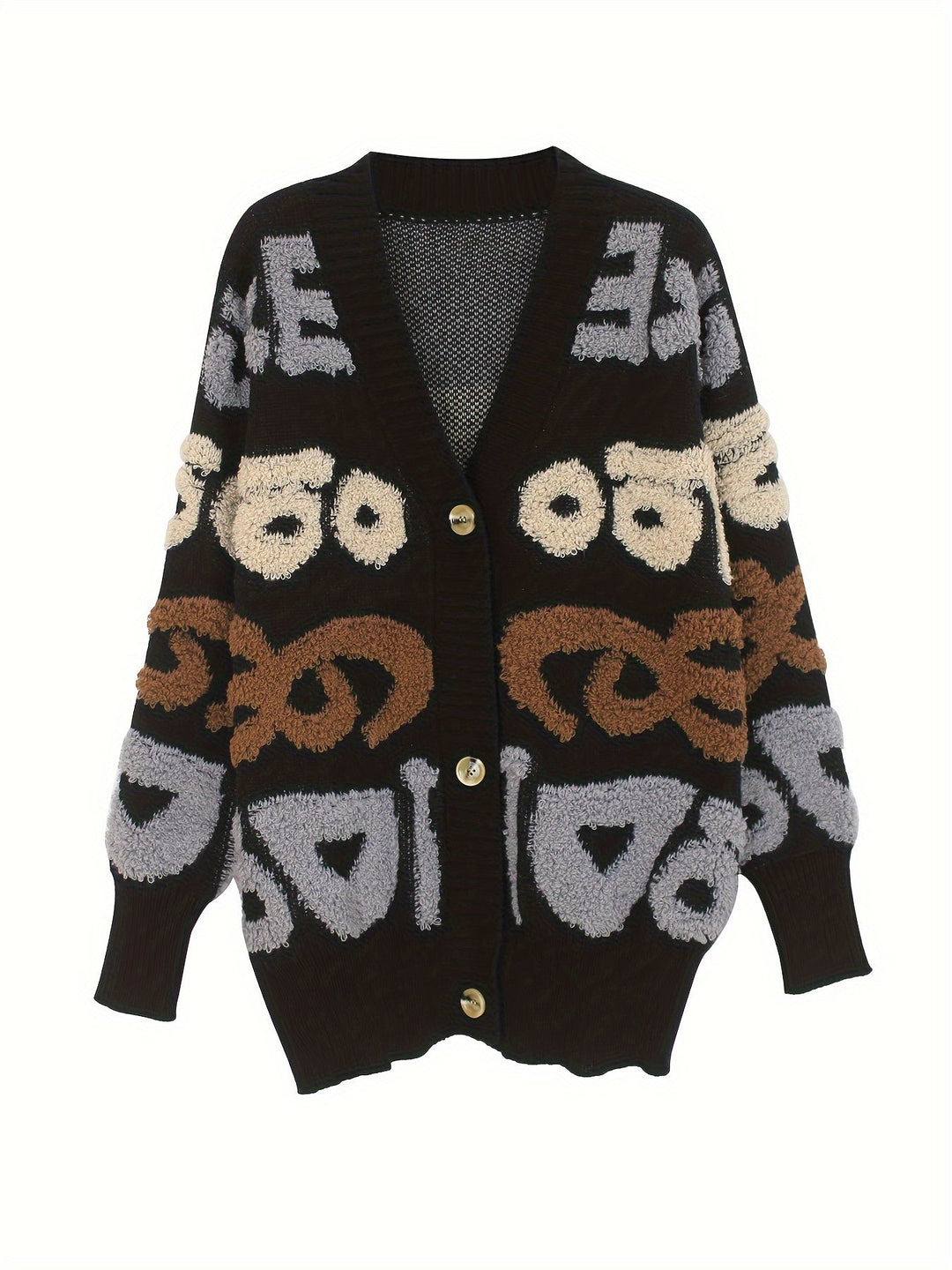 Drune | Strickjacke mit Buchstabenmuster für Frauen - Perfekt für legere Tage