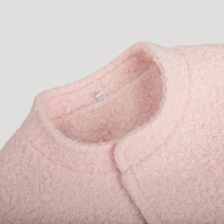 Drune | Damen Boucle Teddy Bomber Jacke pink mit Reißverschluss