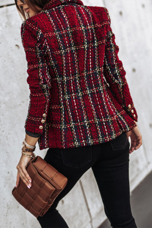 Drune | Gepunkteter Offene Front Karo Blazer Jacke