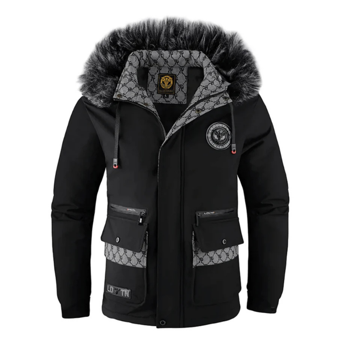 Drune | Herren Winter Parka Jacke mit Doppeltasche und Reißverschluss Design
