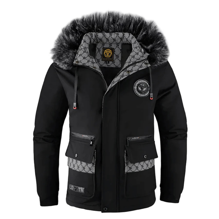 Drune | Herren Winter Parka Jacke mit Doppeltasche und Reißverschluss Design