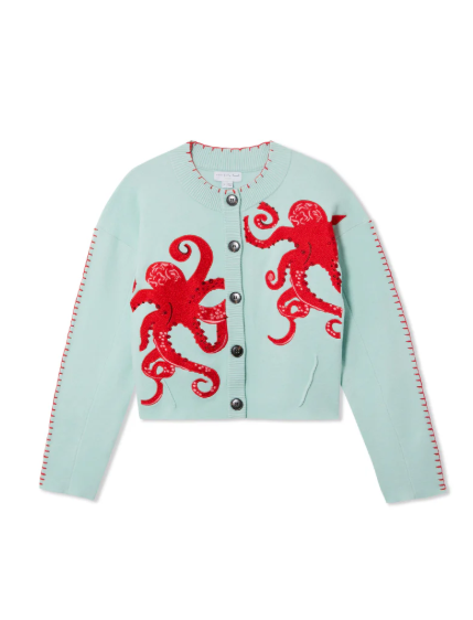 Drune | Strandstrick-Cardigan mit nautischem Oktopus-Design