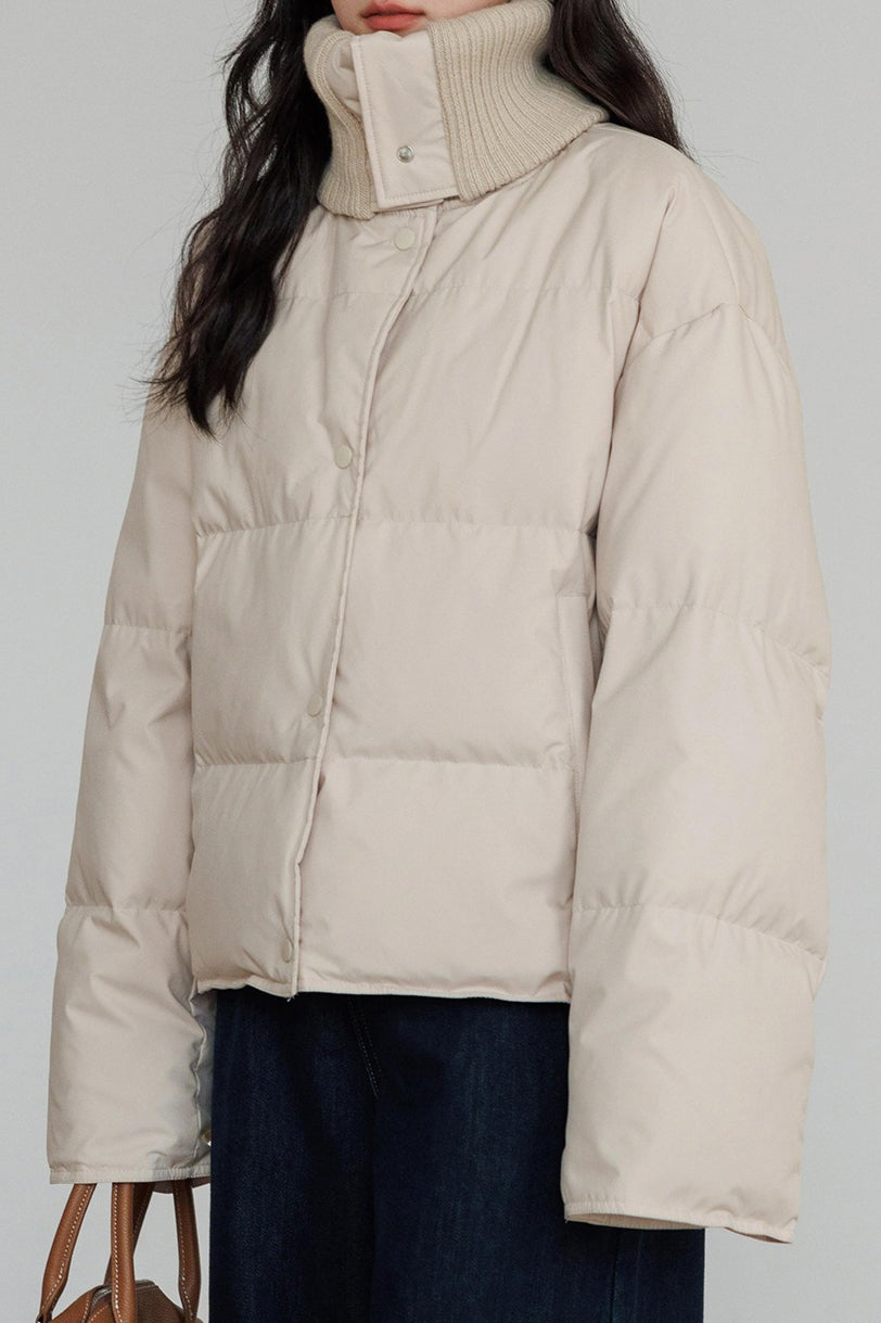 Drune | Kragen Weißer Entendaunen-Pufferjacke