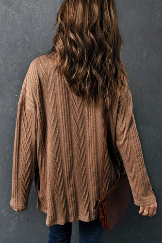Drune | Gestrickte Bluse mit Knopfleiste Baumwollmix Perfekt Für Lagenlook