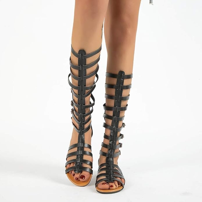 Drune | und schwarze Sandalen mit doppelten Schnallen