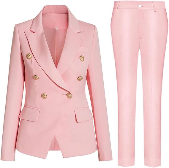 Damen elegantes Business-Anzug-Set mit doppelter Knopfleiste und schmaler Passform Drune