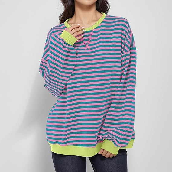 Drune | Gemütlicher Oversized Gestreifter Pullover