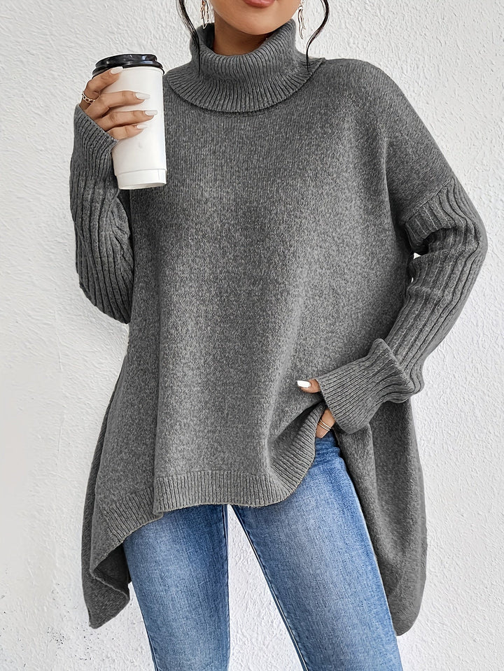 Drune | Baumwoll-Rollkragenpullover mit asymmetrischem Saum und langen Ärmeln Pullover Damen - Perfekt für den Alltag
