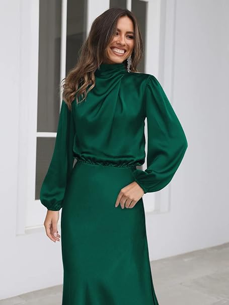 Drune | Satinkleid Mit Langen Ärmeln Für Frauen