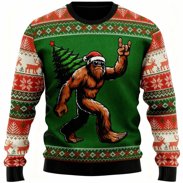 Drune | Tier- und Kiefernholzmuster Design - Festival der Feiertagsdrucke Hässlicher Pullover