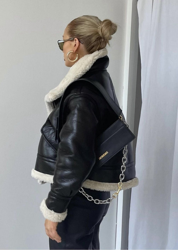 Drune | Leder Shearling-gefütterte Jacke - Edgy Stil trifft auf gemütlichen Komfort