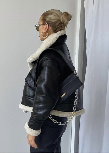 Drune | Leder Shearling-gefütterte Jacke - Edgy Stil trifft auf gemütlichen Komfort