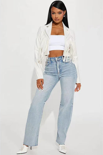 Drune | Trim-Faux-Leder-Cropped-Jacke