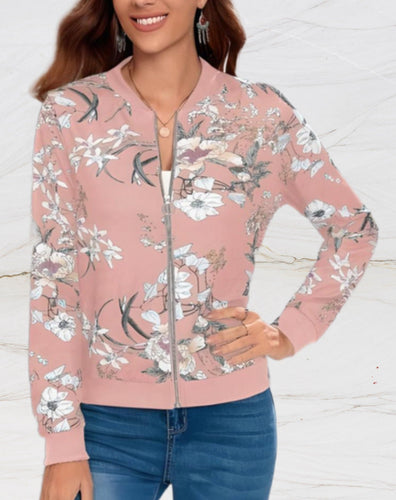 Drune | Elegante Damenjacke mit Reißverschluss und Blumenmuster