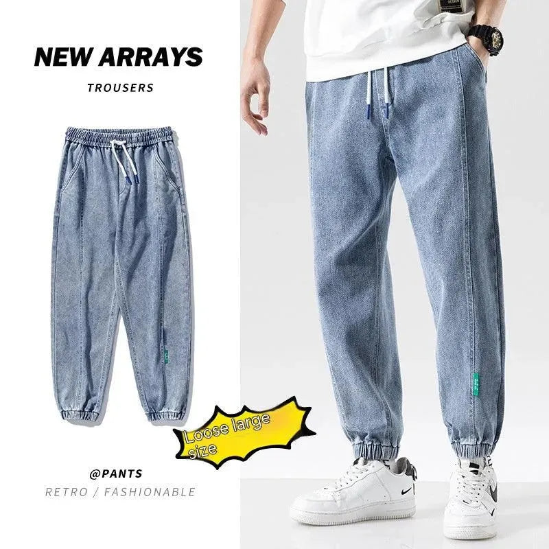 Drune | Modische Plus-Size-Herren-Jeans mit Knöchelbindung