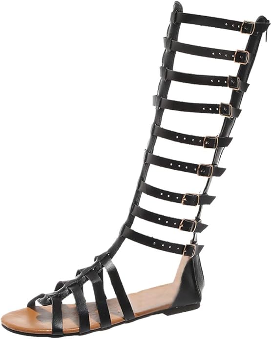 Drune | und schwarze Sandalen mit doppelten Schnallen