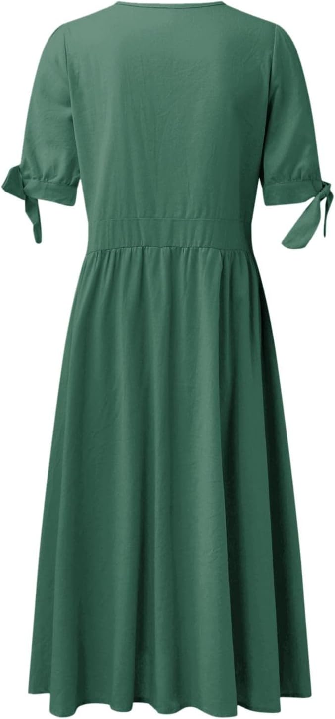 Drune | Elegante Freizeitkleider mit V-Ausschnitt und Schnallenverschluss