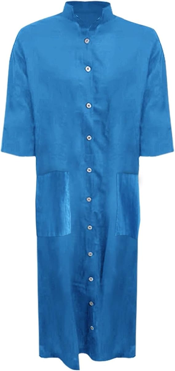 Drune - Lockeres langes Kleid mit langen Ärmeln und Seitentaschen Kleid