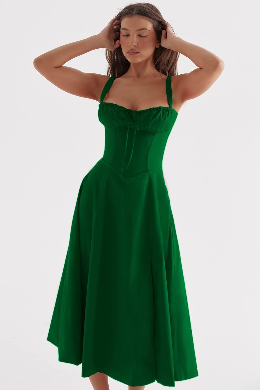 Drune - Midikleid mit tailliertem Oberteil und ausgestelltem Rock | Minikleid mit Spaghettiträgern
