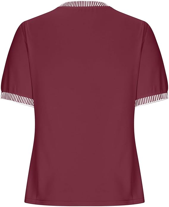 Damen lässiges Kurzarm-Shirt mit modischem Streifenkragen Drune