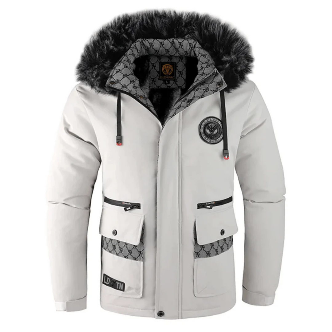 Drune | Herren Winter Parka Jacke mit Doppeltasche und Reißverschluss Design