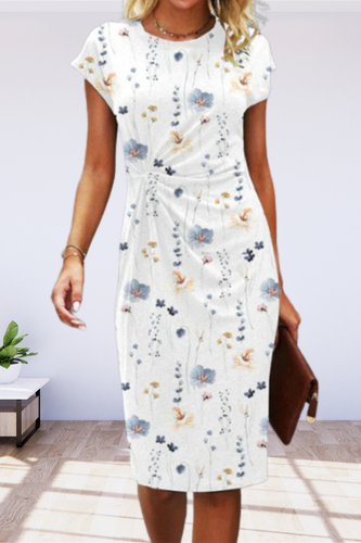Drune | Kurzarm Elegantes Blumenkleid