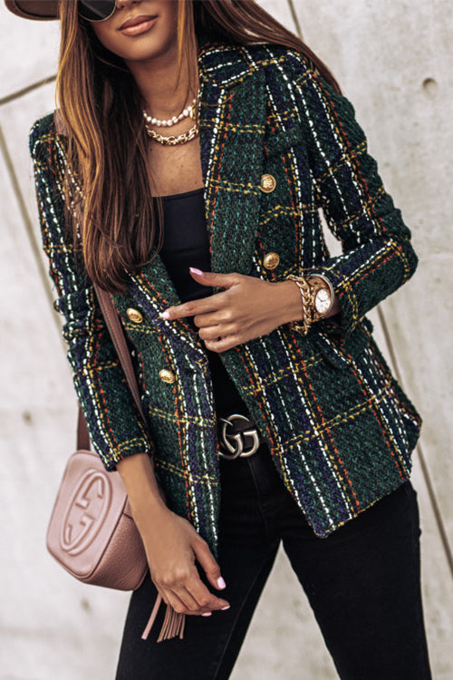 Drune | Gepunkteter Offene Front Karo Blazer Jacke