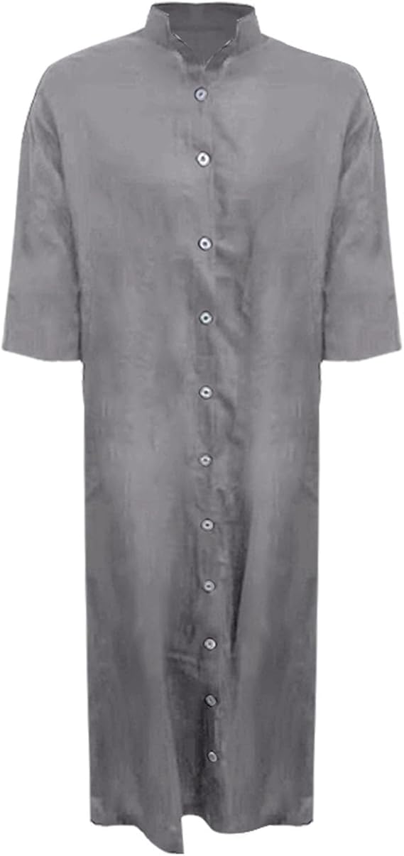 Drune - Lockeres langes Kleid mit langen Ärmeln und Seitentaschen Kleid
