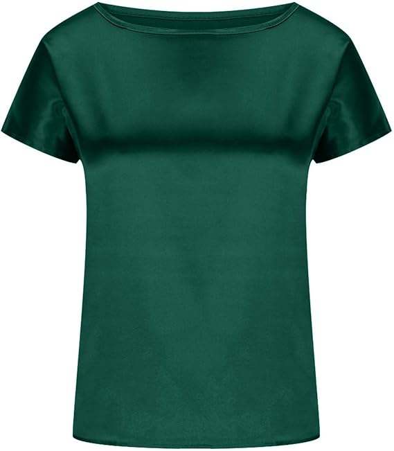 Damen Satin T-Shirt mit elegantem Wasserfall-Ausschnitt und schlichten Details Drune