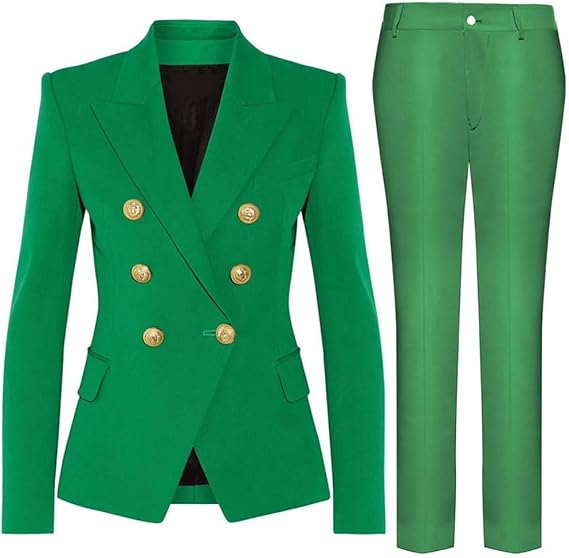 Damen elegantes Business-Anzug-Set mit doppelter Knopfleiste und schmaler Passform Drune