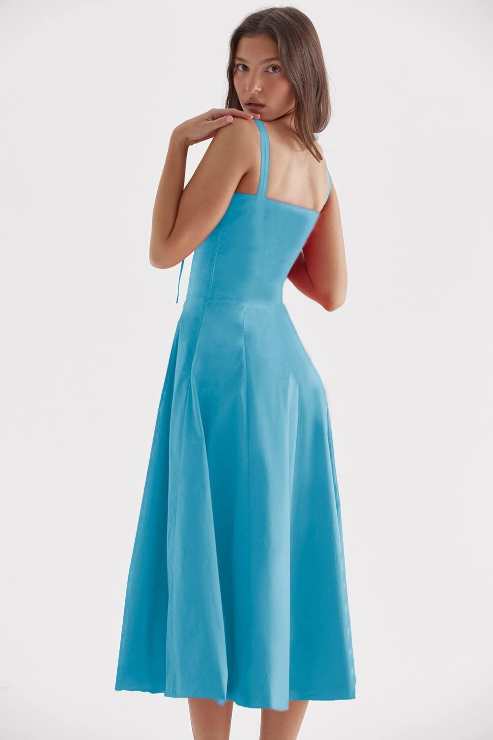 Drune - Midikleid mit tailliertem Oberteil und ausgestelltem Rock | Minikleid mit Spaghettiträgern