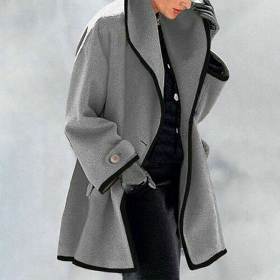Drune | Schlichte Graue Strickjacke mit Kragen