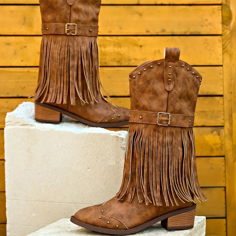Drune | Robuste Cowboy-Stiefel Mit Dicken Absätzen