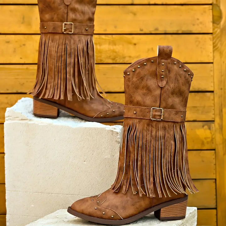 Drune | Robuste Cowboy-Stiefel Mit Dicken Absätzen