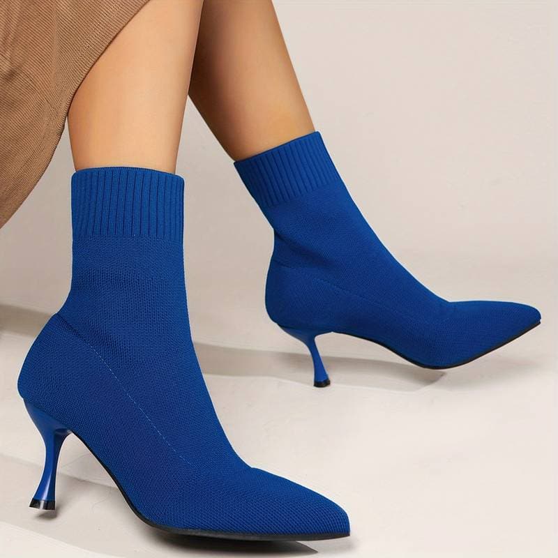 Drune | Stiefeletten Stricksocken Stiefel Spitzzehen Schlanker Stiletto Absatz Enger Sitz