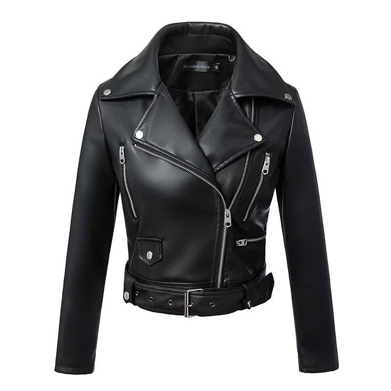 Drune | PU-Leder Motorradjacke - Schicker & Frecher Stil - Mit Gürtel in der Taille - Moderne Außenbekleidung