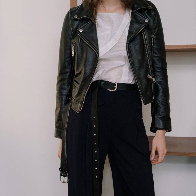 Drune | PU-Leder Motorradjacke - Schicker & Frecher Stil - Mit Gürtel in der Taille - Moderne Außenbekleidung